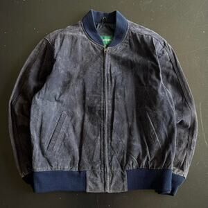 Blue vintage retro bomber jacket